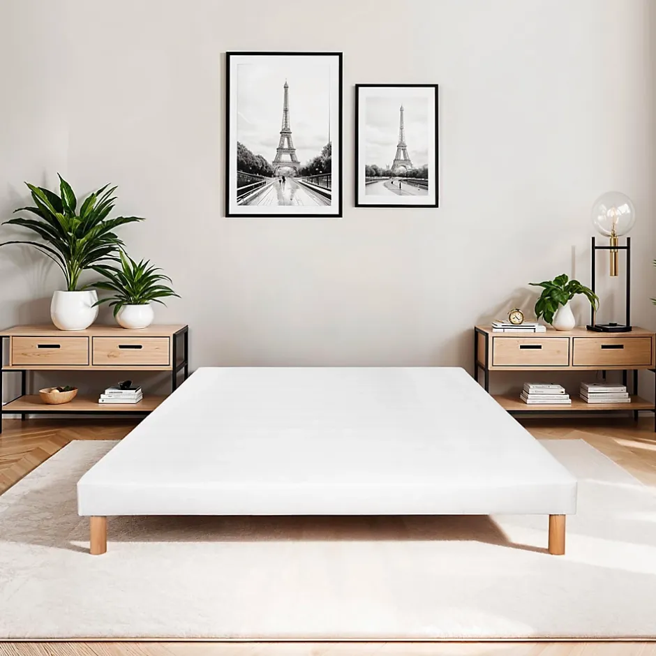 Bellecour Sommier tapissier Capucine 140x190 cm Epaisseur 13 cm Blanc (pieds non inclus) Clearance