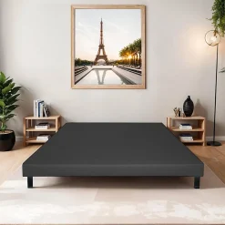 Bellecour Sommier tapissier Capucine 90x190 cm Epaisseur 13 cm Gris anthracite (pieds non inclus) Hot