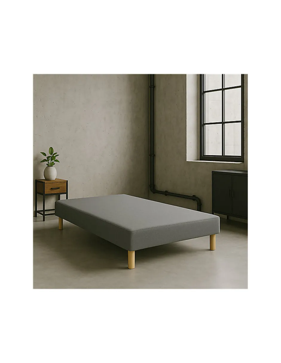 By Sommiflex. SOMMIER TAPISSIER GRIS 160x200 cm FABRICATION FRANÇAISE ARTISANALE PIEDS OFFERTS HAUTEUR avec PIEDS 27 cm