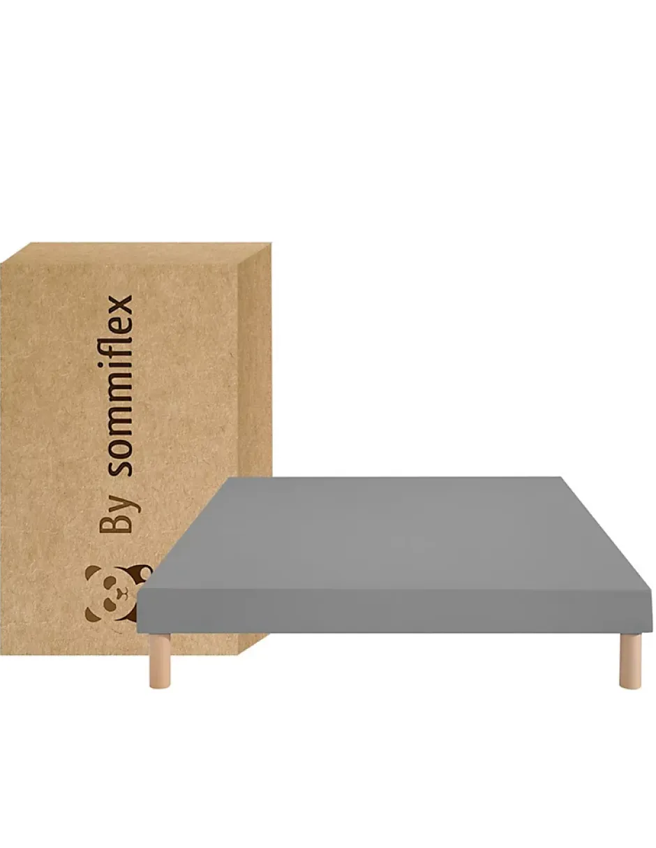 By Sommiflex. SOMMIER TAPISSIER GRIS 120x190 cm FABRICATION FRANÇAISE ARTISANALE PIEDS OFFERTS HAUTEUR avec PIEDS 27 cm Hot