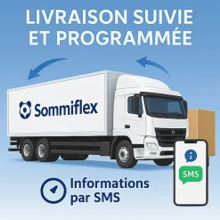 By Sommiflex. SOMMIER TAPISSIER GRIS 120x190 cm FABRICATION FRANÇAISE ARTISANALE PIEDS OFFERTS HAUTEUR avec PIEDS 27 cm Hot