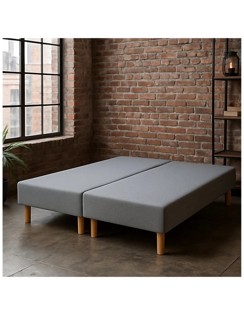 By Sommiflex. SOMMIER TAPISSIER GRIS 100x200x2 cm (200x200) FABRICATION FRANÇAISE ARTISANALE PIEDS OFFERTS HAUTEUR avec PIEDS 27 cm