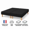 By Sommiflex. SOMMIER TAPISSIER NOIR 80x200x2 (160x200) FABRICATION FRANÇAISE ARTISANALE PIEDS OFFERTS HAUTEUR avec PIEDS 27 cm
