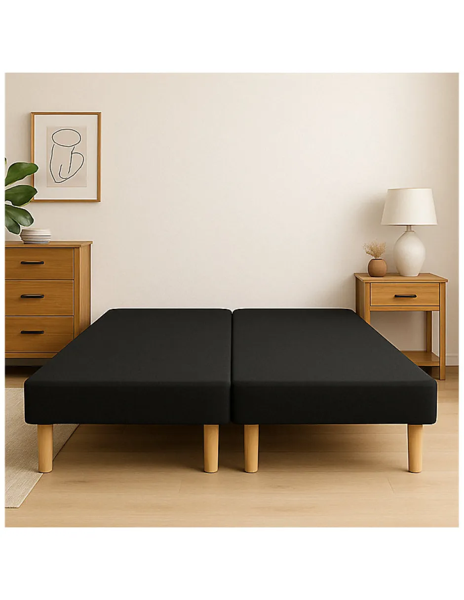 By Sommiflex. SOMMIER TAPISSIER NOIR 80x200x2 (160x200) FABRICATION FRANÇAISE ARTISANALE PIEDS OFFERTS HAUTEUR avec PIEDS 27 cm
