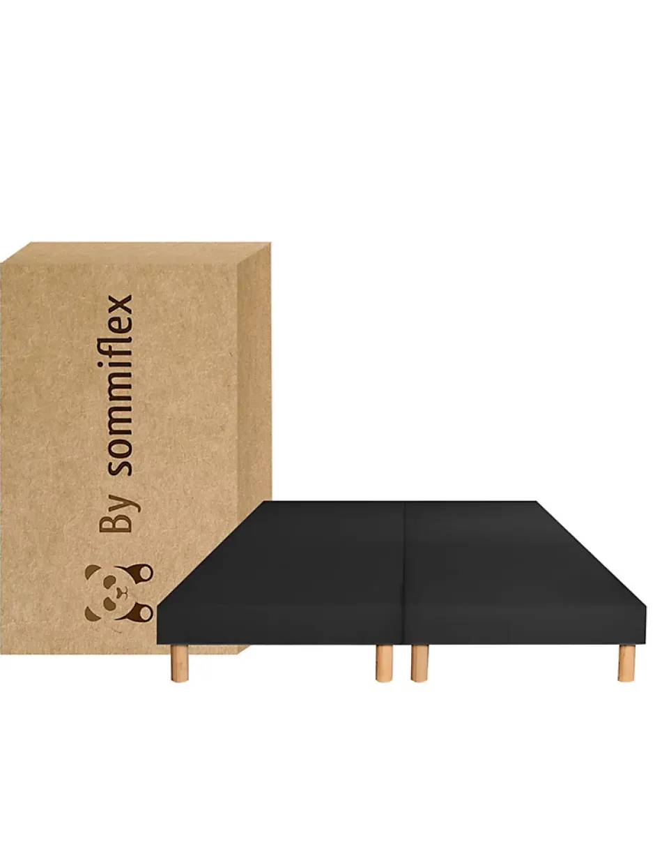 By Sommiflex. SOMMIER TAPISSIER NOIR 100x200x2 (200x200) FABRICATION FRANÇAISE ARTISANALE PIEDS OFFERTS HAUTEUR avec PIEDS 27 cm