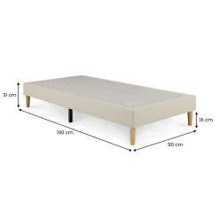 Idimex Sommier tapissier PAIMPOL 90 x 190 cm revêtement tissu - Beige Discount