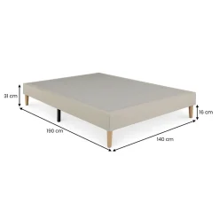 Idimex Sommier tapissier QUIMPER 140 x 190 cm revêtement tissu - Beige