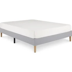 Idimex Sommier tapissier QUIMPER 140 x 190 cm revêtement tissu - Gris Discount