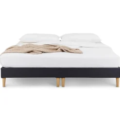Idimex Sommier tapissier RENNES 180 x 200 cm revêtement tissu - Noir