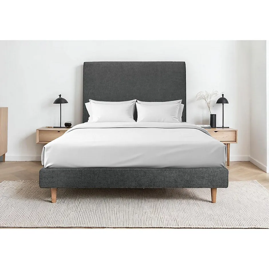 Sommeil De Plomb Sommier Tapissier Tissu Gris anthracite 150x200 H29cm