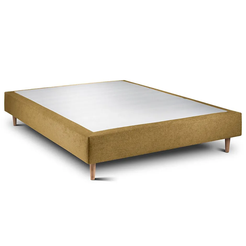 Sommeil De Plomb Sommier Tapissier Tissu Jaune 140x190 H35cm