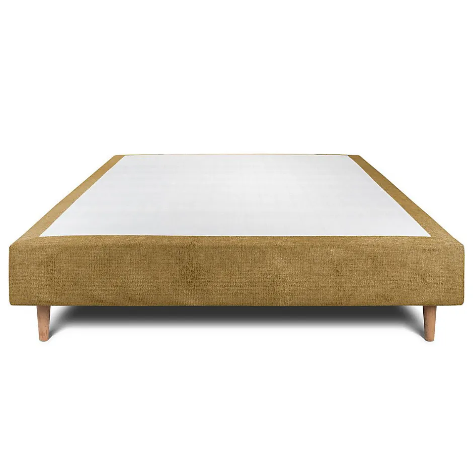 Sommeil De Plomb Sommier Tapissier Tissu Jaune 140x190 H35cm