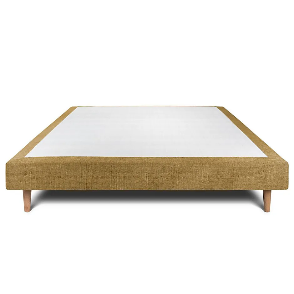 Sommeil De Plomb Sommier Tapissier Tissu Jaune 135x190 H29cm Best