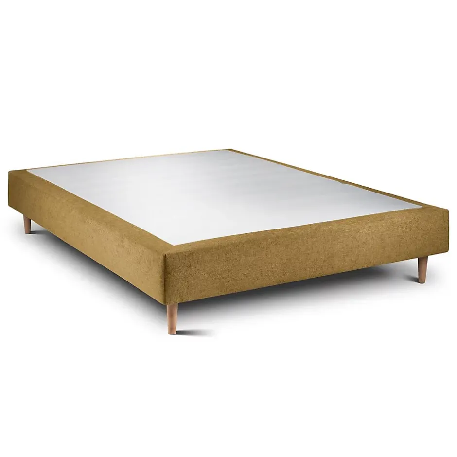 Sommeil De Plomb Sommier Tapissier Tissu Jaune 150x190 H35cm Hot