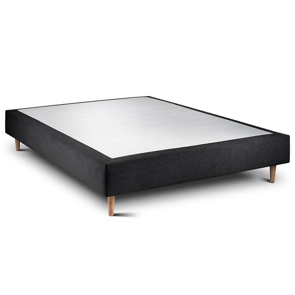 Sommeil De Plomb Sommier Tapissier Tissu Noir 135x190 H35cm