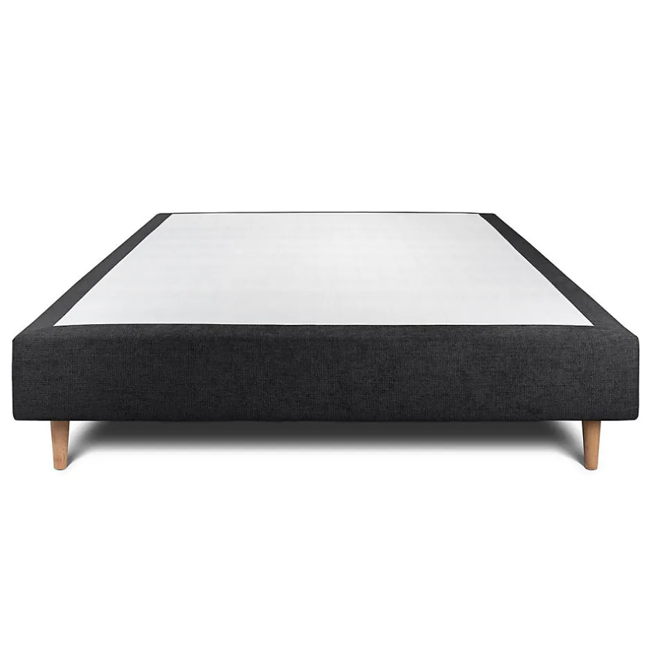 Sommeil De Plomb Sommier Tapissier Tissu Noir 135x190 H35cm