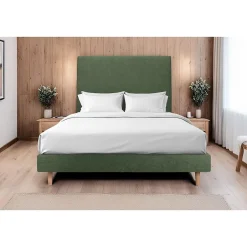 Sommeil De Plomb Sommier Tapissier Tissu Vert 135x190 H29cm New
