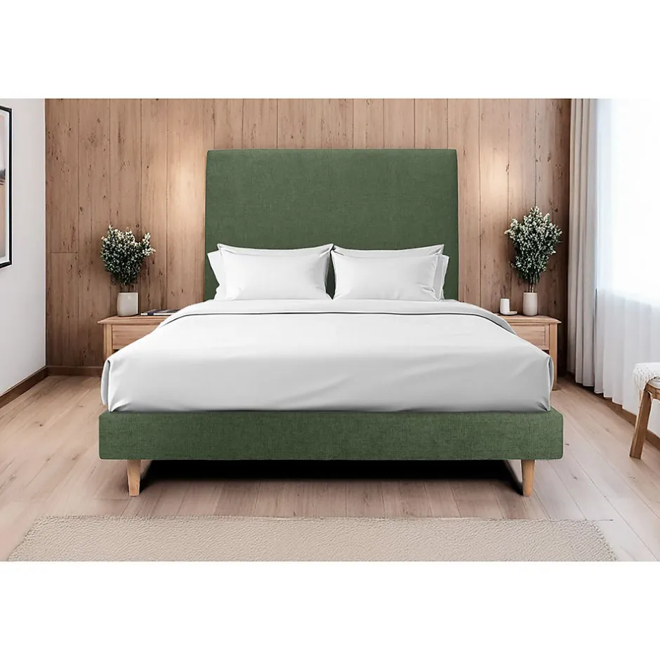 Sommeil De Plomb Sommier Tapissier Tissu Vert 140x200 H29cm
