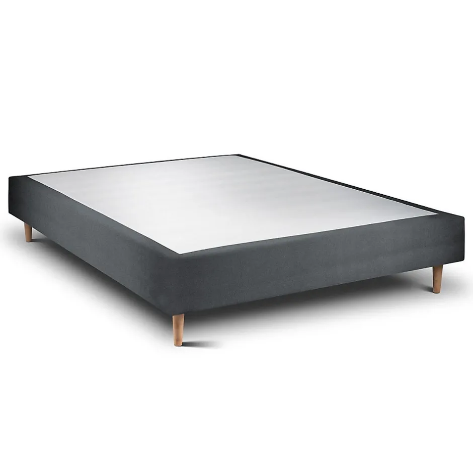Sommeil De Plomb Sommier Tapissier Velours Gris anthracite 160x200 H35cm