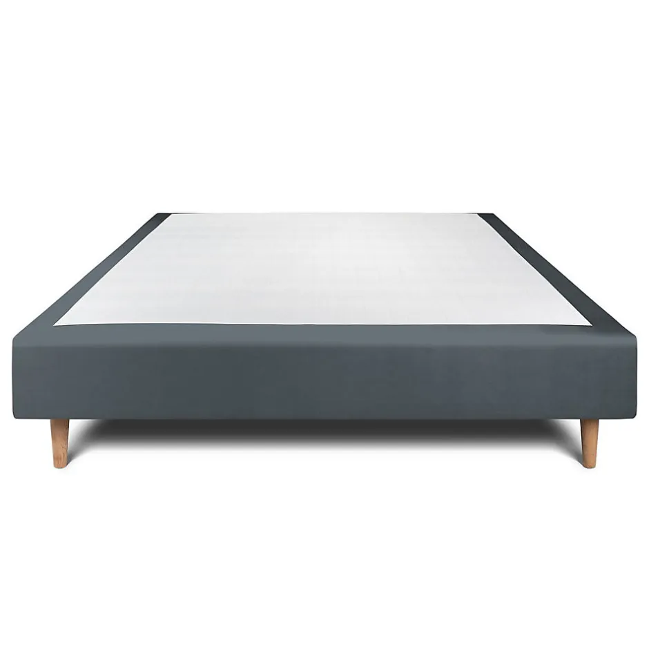 Sommeil De Plomb Sommier Tapissier Velours Gris anthracite 160x200 H35cm