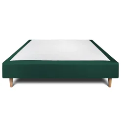 Sommeil De Plomb Sommier Tapissier Velours Vert 140x190 H35cm