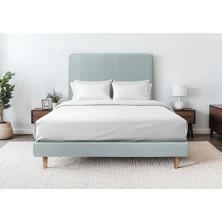 Sommeil De Plomb Sommier Tapissier Velours Gris bleuté 140x200 H29cm