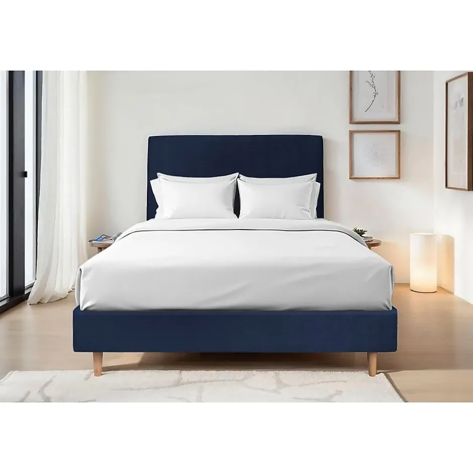 Sommeil De Plomb Sommier Tapissier Velours Bleu 150x190 H35cm Clearance