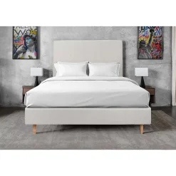 Sommeil De Plomb Sommier Tapissier Velours Gris clair 140x190 H35cm New