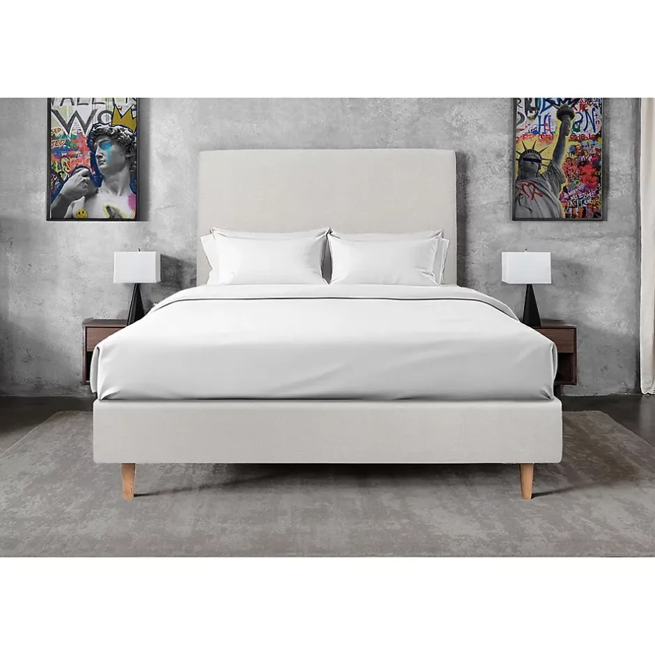 Sommeil De Plomb Sommier Tapissier Velours Gris clair 140x190 H35cm New
