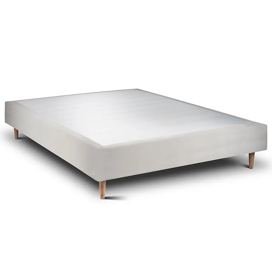Sommeil De Plomb Sommier Tapissier Velours Gris clair 140x190 H35cm New