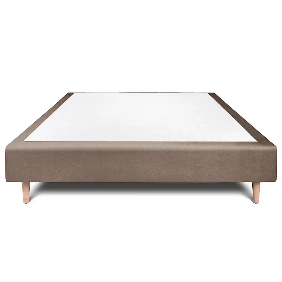 Sommeil De Plomb Sommier Tapissier Velours Taupe 140x200 H35cm Best