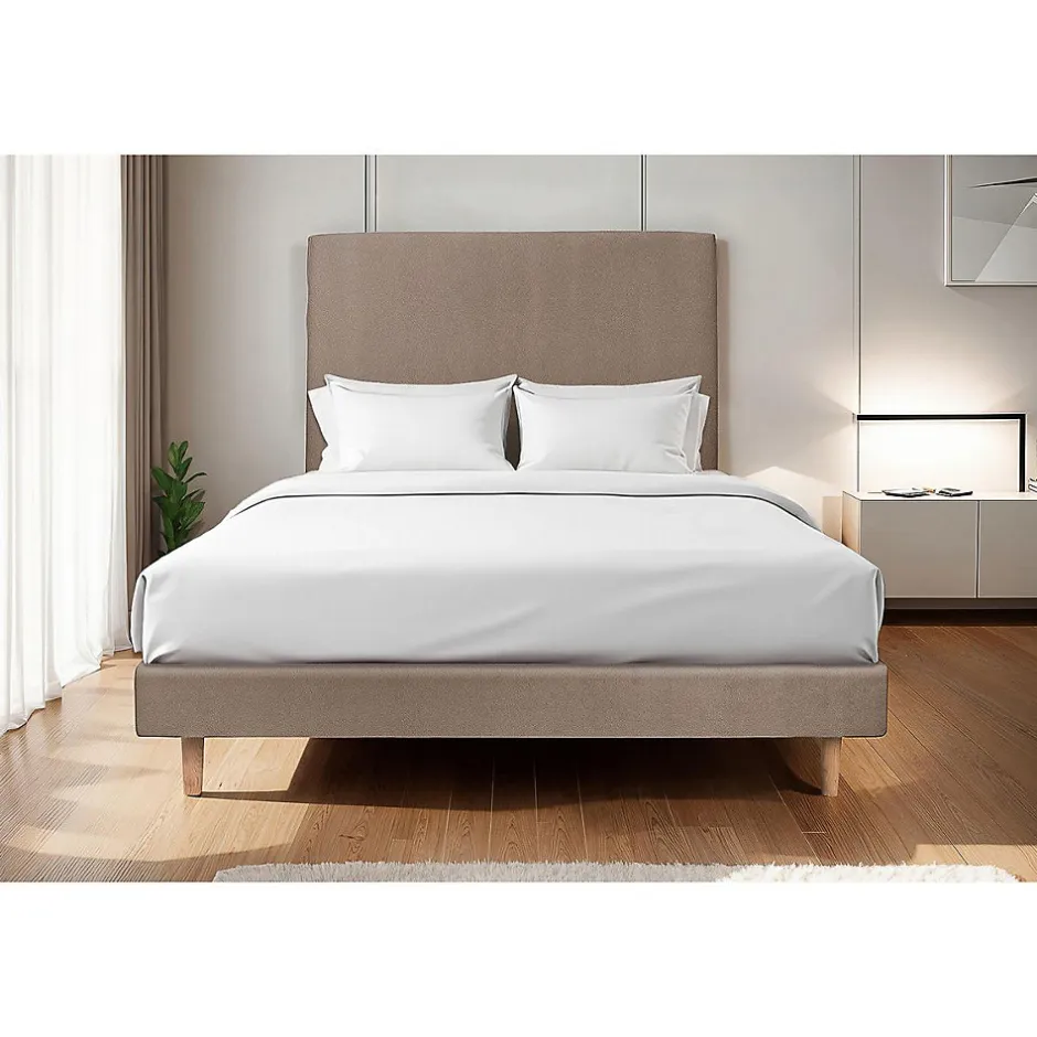 Sommeil De Plomb Sommier Tapissier Velours Taupe 135x190 H29cm