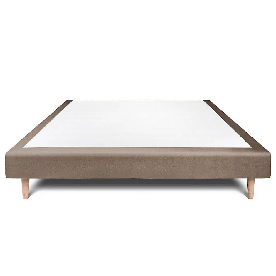 Sommeil De Plomb Sommier Tapissier Velours Taupe 135x190 H29cm