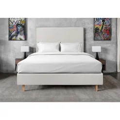 Sommeil De Plomb Sommier Tapissier Velours Gris clair 150x200 H35cm