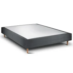 Sommeil De Plomb Sommier Tapissier Velours Gris anthracite 140x190 H35cm