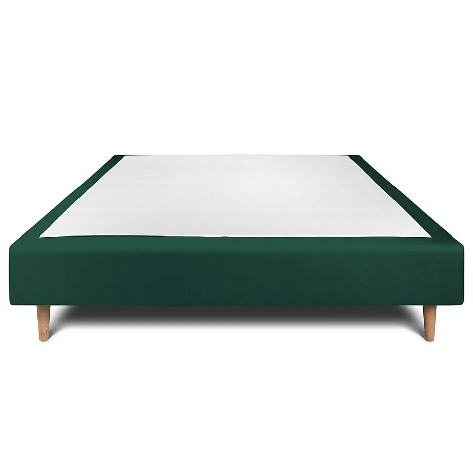 Sommeil De Plomb Sommier Tapissier Velours Vert 135x190 H35cm