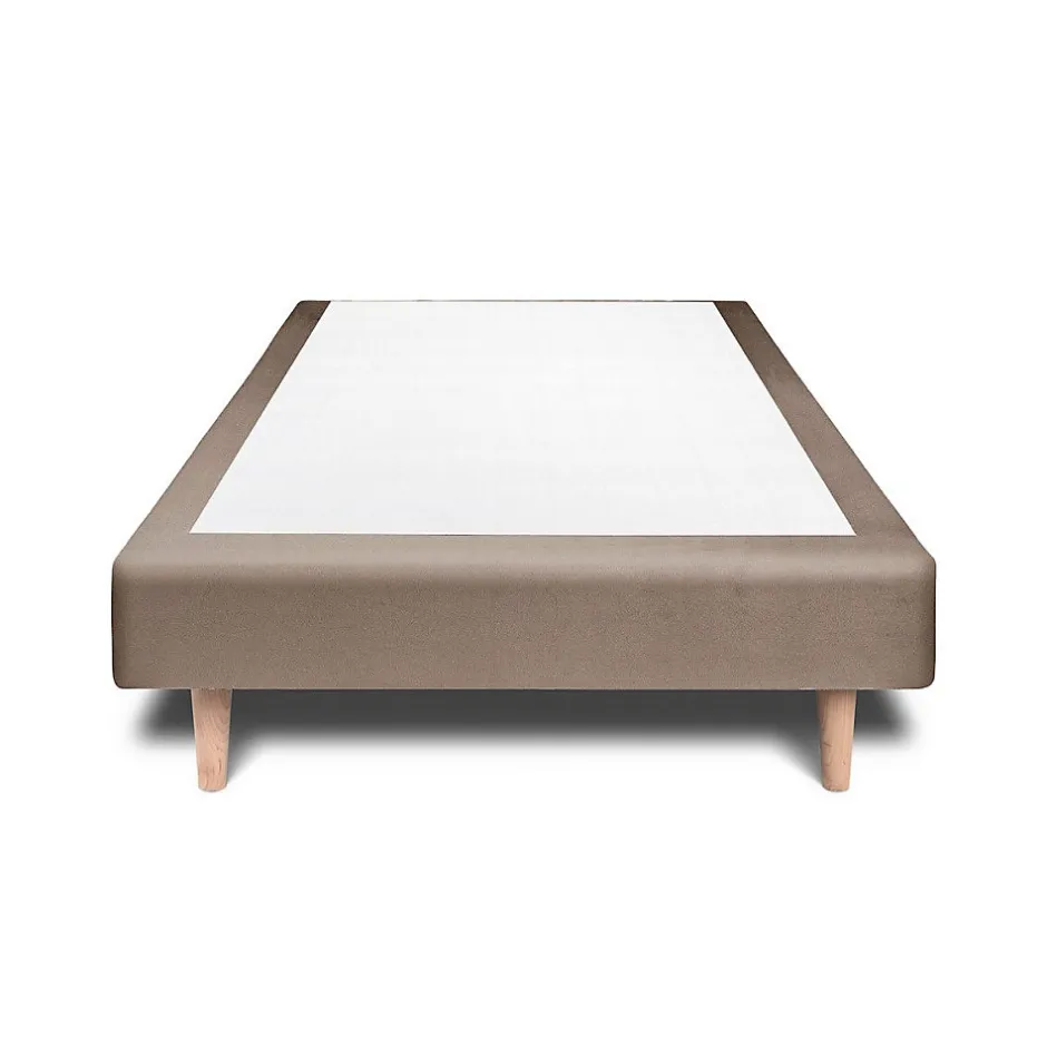 Sommeil De Plomb Sommier Tapissier Velours Taupe 90x190 H29cm