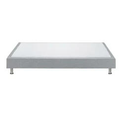 Meubletmoi Sommier tapissier 160x200 cm en tissu gris et pieds métal - REMIMOS