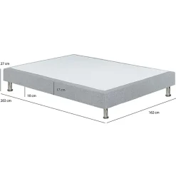 Meubletmoi Sommier tapissier 160x200 cm en tissu gris et pieds métal - REMIMOS