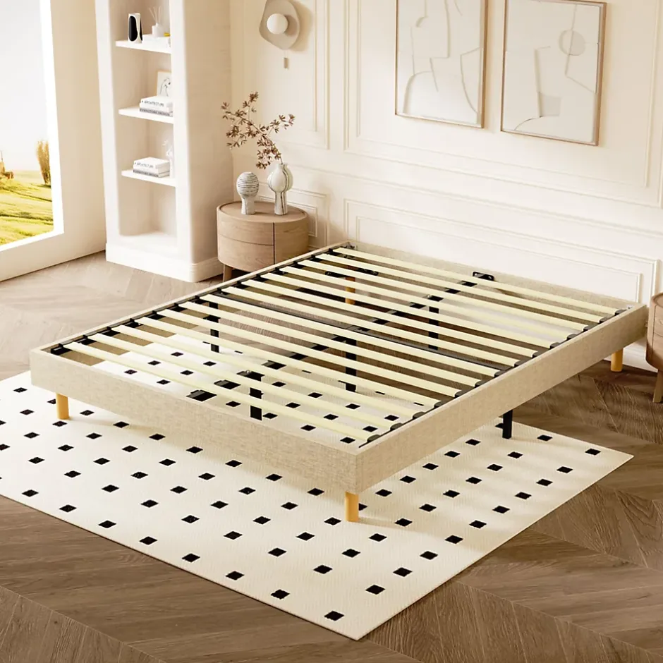 Teeno Sommier tapissier 140x190 cm 2x14 lattes, 9 pieds Hauteur du cadre 29 cm Outlet