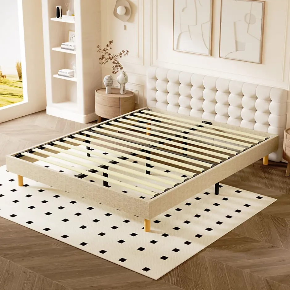 Teeno Sommier tapissier 140x190 cm 2x14 lattes, 9 pieds Hauteur du cadre 29 cm Outlet