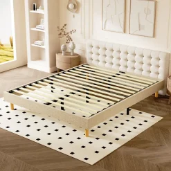 Teeno Sommier tapissier 140x200cm, 14 lattes, 9 pieds Hauteur du cadre 29 cm