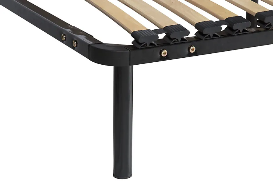 King Of Dreams Sommier 90x200 Noir Cadre à Lattes Renforce et Soutien Réglable - 4 Pieds x 29 cm en Métal - Métal 1,4 mm - 34 Lattes 9 mm et 3,5