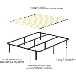 Teeno Sommier 160x200cm Hauteur de 29 cm
