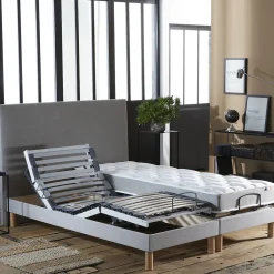 Idliterie Sommiers électriques lattes lisse gris 2x70x190