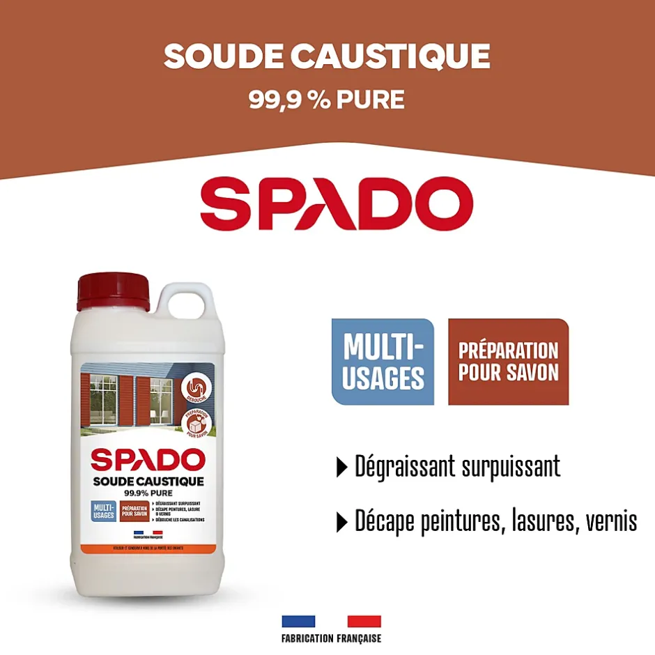 Spado Soude caustique formule pure 99,9% 1kg Clearance