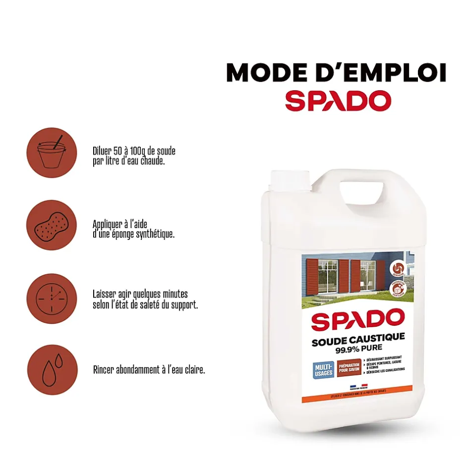Spado Soude caustique formule pure 99,9% 4kg Online