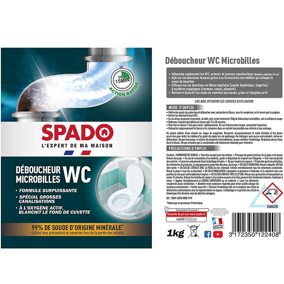 Spado déboucheur WC microbilles 1kg