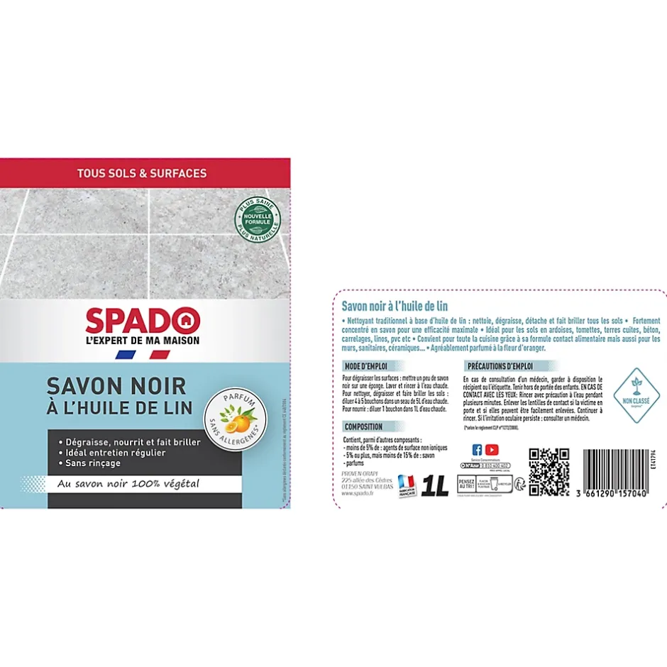 Spado savon noir à l'huile de lin 1l Hot