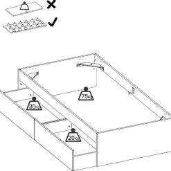 Generic Structure de lit - LAGO - 2 tiroirs - 90 x 190 cm - Blanc / Chene Discount